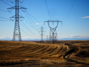 power lines over oregon countryside